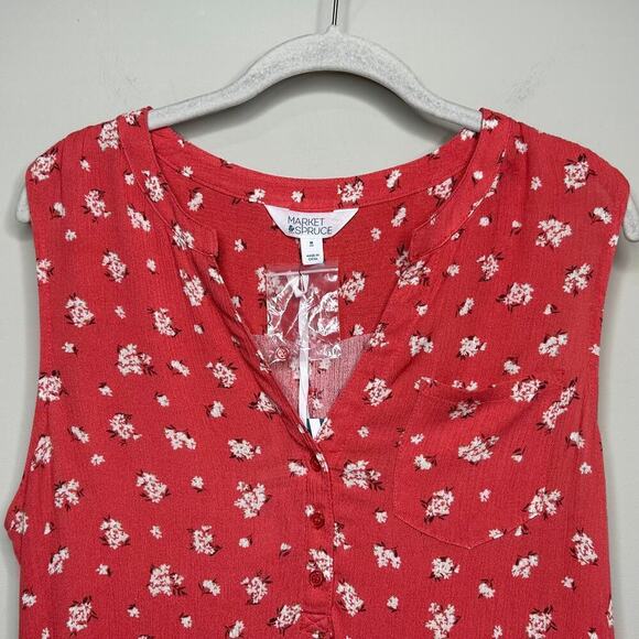 NWT Market & Spruce Floral Sleeveless Prat Henley Shirt Size M Stitch Fix - Picture 2 of 9